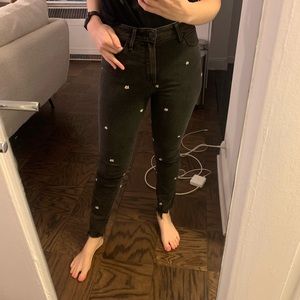 Floral embroidered skinny jeans